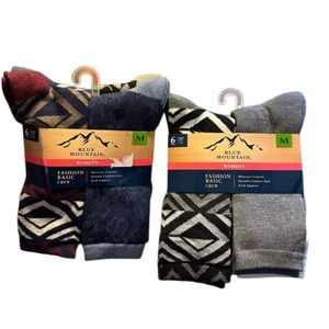 Two Blue Mountain Smooth Comfort Arch Support Crew Socks 6-Packs